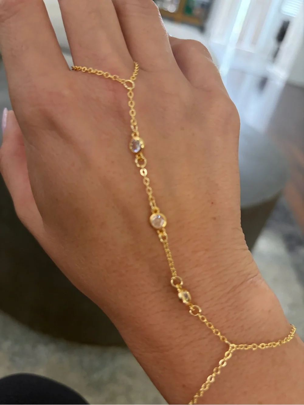 Gold plated Crystal Hand Chain Bracelet - Women Jewelry